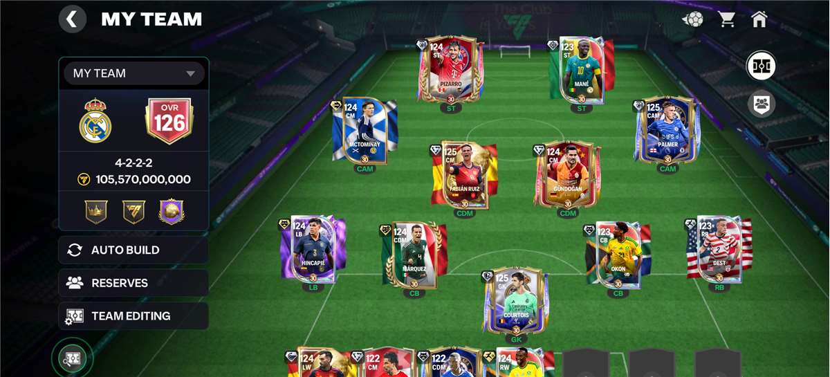 126 OVR squad for sale all players lv30