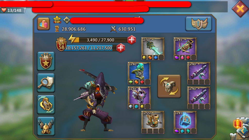Jual akun 33kk power lords mobile
