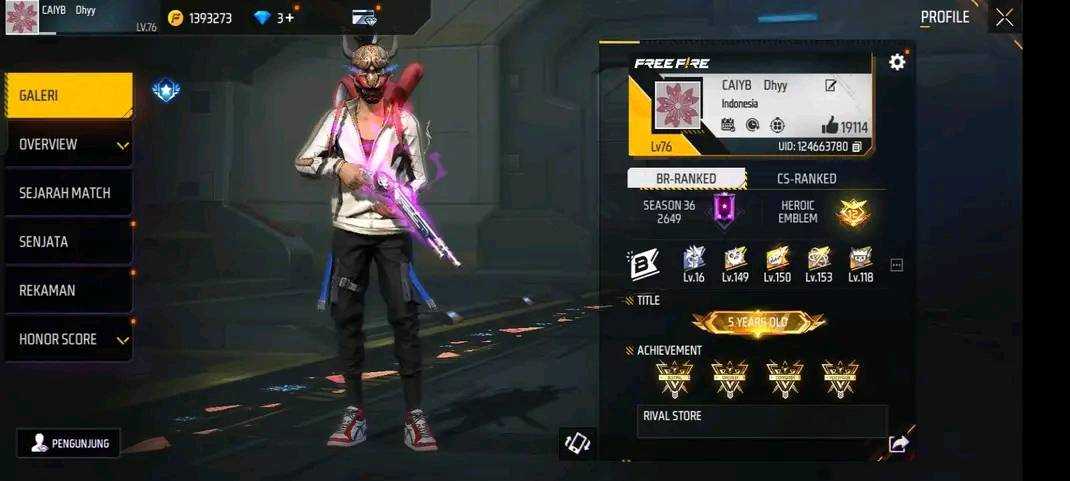 Jual akun Free Fire