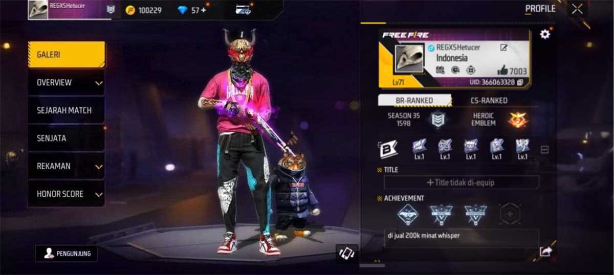 Jual akun FF